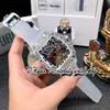 RRF 056 Ultima versione da uomo Watch giapponese Miyota Movimento automatico Crystal Crystal Trasparent Skeleton Dialtra trasparente cinghia di gomma Sport Eternity Orologi