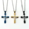 New style 316 Stainless steel Pendants Gold blue and black Hip hop cross Religious men's Necklaces & Pendants jewelry