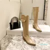 Boots Ladies Riding Style مدببة السوستة ركبة التخسيس أزياء الكعب الكثيف