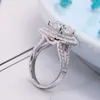 Улиточное кольцо обручальные кольца 50 Карат 10 мм D цвет VVS1 Cushion Cut Halo Объединение двойной прокладки сплошной 14 -километровый белый золото мелкое 220829