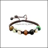 Charm Bracelets Handmade Seven Chakras Beaded Braided Stone Bracelet Brown Rope Hand Strings For Women Friendship Craft Dhseller2010 Dh0Ht