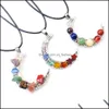 Pendant Necklaces Reiki Healing Cystal Seven Chakra Beads Energy Pendant Retro Moon Charms Necklaces Pendum Amet Orgonit Dhseller2010 Dh70D