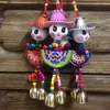 Favor de fiesta Sombrero de paja villano bordado carillón de viento muñeca color bordado doble campana espantapájaros campana colgante Decoración del hogar Regalo de Navidad LK260