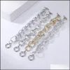 リンクチェーンMtilayer Hollow Thick Matte Gold Sier Color Link Chain Bracelet for Women Gifts Friends Jewelry Wholesale Drop Deliver