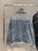 Xinxinbuy Men Designer Coats Denim Jackets Small Letter Washing Paris Pullover Women Blue Gray Black XS-L