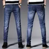 Mens Jeans Moda Calças Stretch Azul Escuro Skinny para Homens Casual Slim Fit Denim Estilo Coreano Calças Masculinas 220831