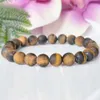 MG1558 Strand nuevo diseño 8 mm pulsera de ojo de tigre mate cristales curativos pulsera Mala de Yoga joyería de protección energética para hombres