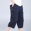 Pantaloni da uomo Pantaloncini cargo da uomo da uomo Capri lunghi Elastico in vita Casual Multi tasche Dritto Mimetico militare