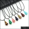 Pendant Necklaces Pendum Reiki Healing Crystal Pendant Energy Stone Quartz Rope Chain Necklaces Fashion Women Men Jewelr Dhseller2010 Dhgcj