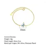 Link Bracelets Exquisite Blue Butterfly Pendant Gold Color Chain Female Bangles Tiny Zirconia Crystal Stone Charm For Women