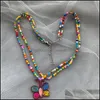 Pendentif Colliers Bohème Mtilayer Colorf perles chaîne colliers dessin animé arc-en-ciel fleur pendentif collier pour femmes Elega Dhseller2010 Dhjd3