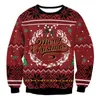 남자 스웨터 못생긴 크리스마스 녹색 점퍼 3D 생일을위한 재미있는 인쇄 휴가 파티 크리스마스 스웨트 셔츠 220830
