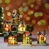 Christmas Ornaments Resin Small Houses Micro Landscape Glowing Snow House Ornamentss Christmas Giftss