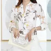 Damespolo's vrouwen chiffon shirts mode v-neck blouses slank kantoor dame shirt vrouwelijk elegante print tops plus maat