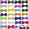 Bow Ties Mens Solid Color Wedding Tie Candy Classic Boy 92 W2 Drop Deliver