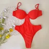 Women's Swimwear Orange steel bikini with one-piece hollow bikini