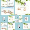 Stud Skl Earrings Cute Heart Eyes Cz Crystal Stud Brincos Gift Drop Delivery 2021 Jewelry Yydhhome Dhzox