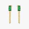 Dangle Earrings Enfashion Green Stone Drop for Gold Gold Color Steel Stains Brincos Chain inings Masnion Modern Jewelry 2022 E1194