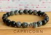 MG1588 STRAND CAPRICORN ZODIAC WRIST MALA NATURAL BLACK MOONSTONE OBSIDIAN BRACELETスモーキークォーツブラックオニキスヨガマラスブレスレット