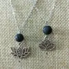 Pendant Necklaces Lotus Flower Black Lava Stone Necklace Volcanic Rock Beads Diy Aromatherapy Essential Oil Diffuser Necklaces Women Dh1Ec