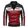 Herrjackor Herr Gul PU-läderjacka Patchwork Bikerjackor Casual Zipper Coat Man Motorcykeljacka Slim Fit Pälsfodrad Ytterjacka 220831