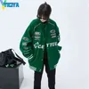 Giacche da donna YICIYA Bomber Donna Varsity Jacket Maniche lunghe Giacca da auto da corsa Verde 2022 Cappotti invernali da donna Giacche da baseball americane Panno T220830