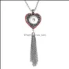 Pendant Necklaces Fashion Heart Crystal Tassel Necklace 18Mm Ginger Snap Pendant Necklaces For Women Jewelry Gifts Drop Delivery 2021 Dhfnh