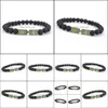 Bracelets de charme Mode Arrowhead Charms Black Lava Stone Perles Bracelet élastique Diffuseur d'huile essentielle Cordes à main Bijoux Drop Del Dhax8