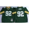 NCAA Fútbol 92 Reggie White 4 Brett Favre Jersey 15 Bart Starr 66 Ray Nitschke 5 Paul Hornung 89 James Jones Verde Blanco Hombre Vintage