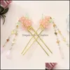 Hairpins Vintage Traditional Flowers Crystal Beads Simated Pearls Long Tassel Hair Stick Hairpins Ancient Chinese Bride Jewelry 1859 Dhsxk