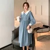 Frühling Koreanische Mode Plaid Baumwolle Mutterschaft Kleid Chic Ins Süße Kleidung für Schwangere Frauen Lose Schwangerschaft Kleid 20220831 E3