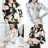 Damespolo's vrouwen chiffon shirts mode v-neck blouses slank kantoor dame shirt vrouwelijk elegante print tops plus maat