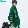 Giacche da donna YICIYA Bomber Donna Varsity Jacket Maniche lunghe Giacca da auto da corsa Verde 2022 Cappotti invernali da donna Giacche da baseball americane Panno T220830