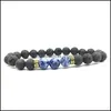 Brins Perlés 16 Couleurs Chakras Perles De Pierre De Lave Noire Strand Bracelet Huile Essentielle Diffuseur Bracelets Roche Volcanique Perlé Elasti Dhk2R