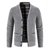 Suéteres para hombres 2022 Masculino Grueso Cálido Cardigan Chaqueta Casual V-Cuello Botón Suéter Grandes Bolsillos Hombres