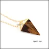 Hänge halsband läkande kristall opal pyramid ametist halsband guld pläterad howlite rose kvarts amet naturlig stenhänge halsband dhi1b