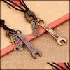 Anhänger Halsketten Großhandel Modeschmuck Löffel Legierung Halskette Herren Persönlichkeit Leder Seil Schlüsselbein Casual Vintage Punk N0052 194 Dhgiu