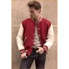 Vestes pour hommes Super Bomber Maroon Varsity Letterman Baseball Jacket Manches blanches 220831