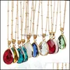 Pendant Necklaces 12 Colors Birthstone Water Drop Pendant Teardrop Glass Crystal Charm Necklace Women Jewelry Delivery 2 Dhseller2010 Dhzea