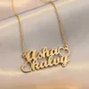 Catene Personalizza Collana con due nomi a forma di cuore Nome personalizzato personalizzato in acciaio inossidabile dorato per regalo di compleanno per donna