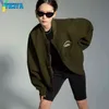 Kurtki damskie Yiciya Bomber Woman Varsity Kurtka Dark Green American Style Baseball Kurtka Baseball Długie rękawy Owczesny płaszcz Kobiet Winter 2022 Tops T220830