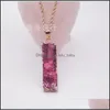 ペンダントネックレスGeode Druzy Long Bar Rec Agate Pendant本物の宝石自然ブラスチェーンネックレス37 W2ドロップD Lulubaby DHPJ8