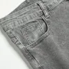 Jeans da uomo Pantaloni skinny elasticizzati strappati in vita elasticizzata in raso blu Streetwear Denim 220831