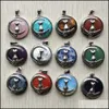 Charmes ronds assortis motif de chat de lune breloques en pierre naturelle pendentifs en cristal pour collier accessoires fabrication de bijoux livraison directe 202 Dhfv0