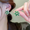 Ciondola Lampadario 2022 Micro Pave Colorful Zirconia Fiore Verde Orecchini Per Le Donne Stile Coreano Delicato Semplice Nuovo Pendientes