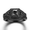 Anneaux de mariage Style incrusté de Zircon noir, bague de Couple, mode européenne et américaine, alliage pour femmes