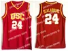 كرة السلة الكلية ترتدي USC Trojans College Brian Scalabrine Jersey 24 Matt Miller 31 Lisa Leslie Jersey 33 University Basketball onform Color Red Yellow