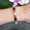 MG1570 Strand Womens Rose Quartz Garnet e Strawberry Quartz Bracelet Pink Gemstone Bracelets