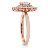 Solitaire Ring Wedding Rings Round Brilliant Cut Engagement Ring 100 65mm with Luxurious Side Stone Halo Solid 14k Rose Gold 220829