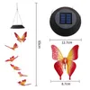 Estatuetas decorativas LED LED Solar Wind Chime Butterfly Color Alteração de Windchime à prova d'água Lâmpada pendurada para pátio de jardim quintal